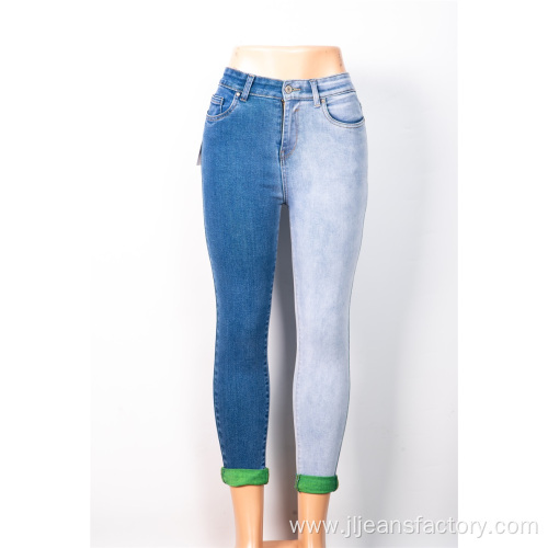 Custom Contrast Shades of Denim Pencil Pants